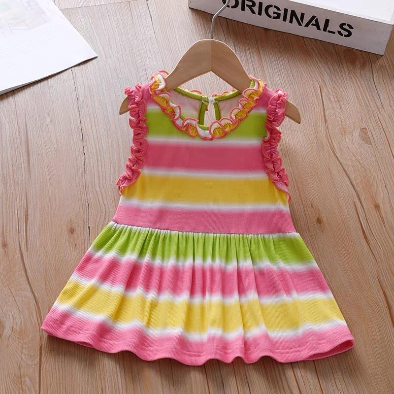 Girls Summer Gradient Knit Vest Dress Cute Princess Children Sleeveless Skirt 100cm