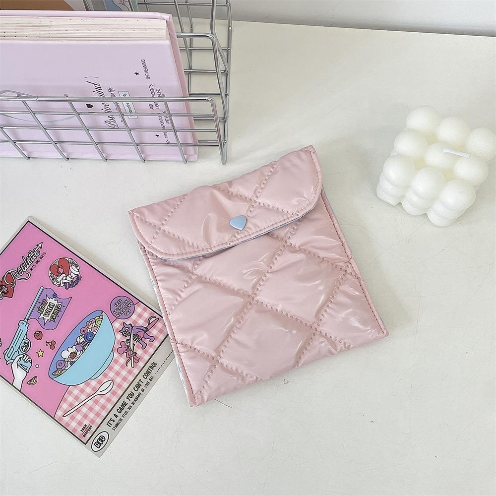Portable Sanitary Napkin Storage Bag Large Capacity Plaid Cosmetic Bags Gifts Coin Purse