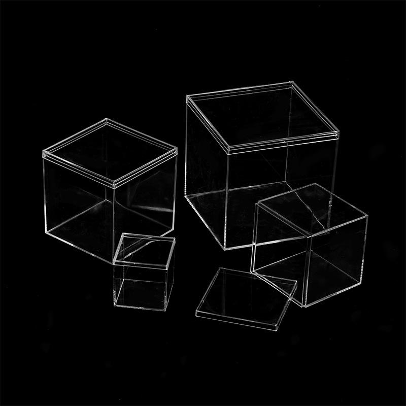 Transparent Square Acrylic Storage Box for Figures - Dustproof Food-grade Plastic, PS Wedding Candy Box with Lid