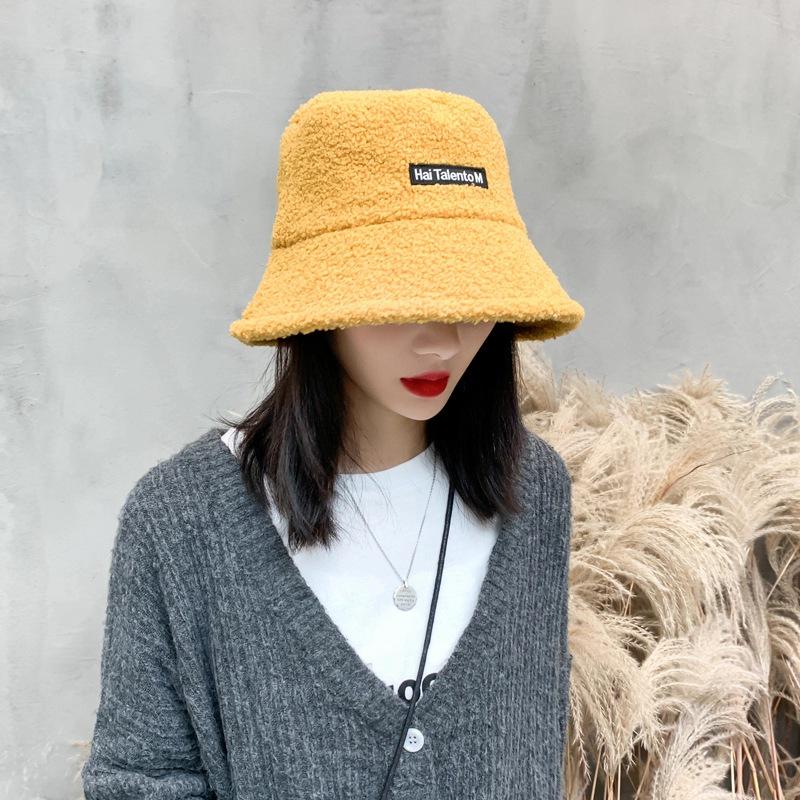 Lambswool Fisherman Hat: Warm Embroidered Small Brim, Versatile Korean Style for Autumn/Winter.