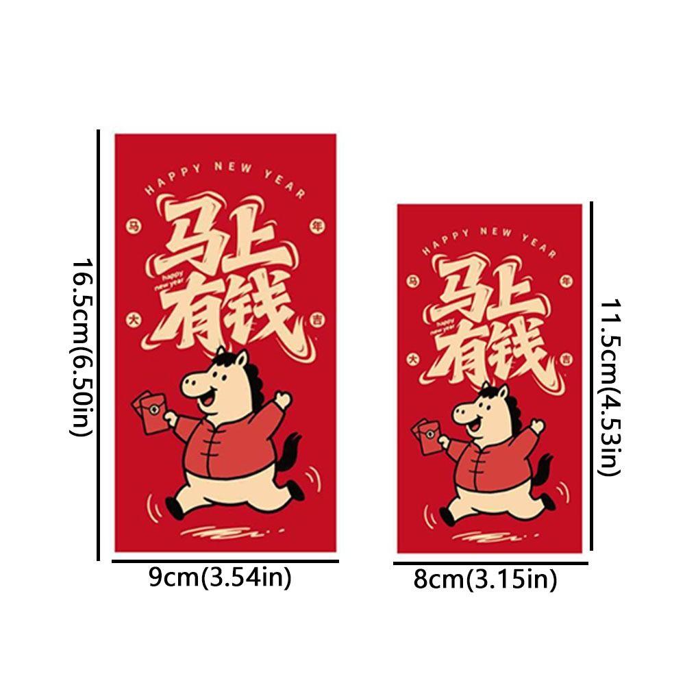 6pcs Blessing Money Envelope Cartoon Lucky Red Pocket Year of Horse Gift Bag  Chinese New Year