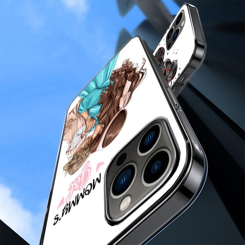 Mom Baby Girls Phone Case For iPhone 17 Air 16 Pro Max 16E 15 + 14 Plus 11 12 13 Mini 7 8 SE Gift Print Cover Fundas 17 Air 16 P