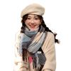 1116 New Square Plaid Thickened Scarf Femininity Versatile Warm Scarf Advanced Sense Color Matching Tassel Shawl