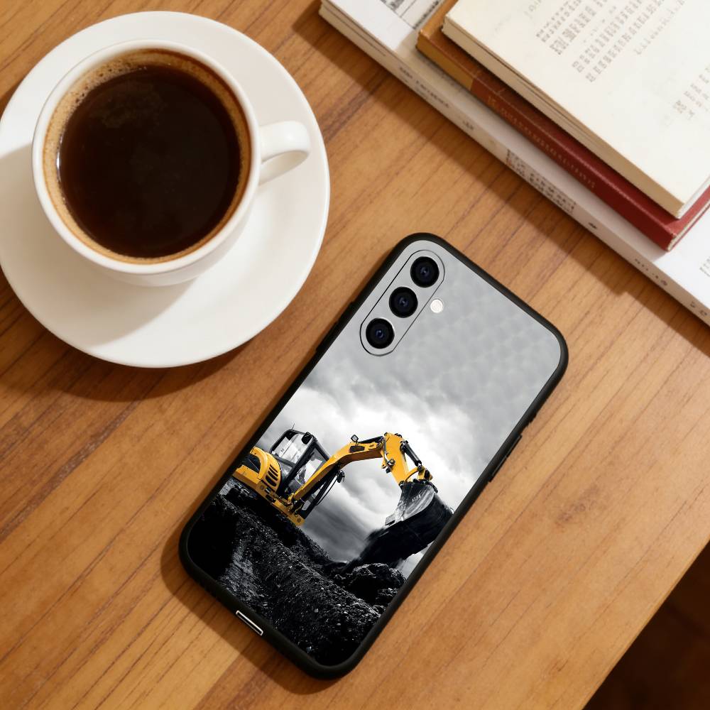 Classic Excavator Phone Case For Samsung Galaxy A73,A72,A71,A70,A53,A52,A51,Soft Silicone Black Cover