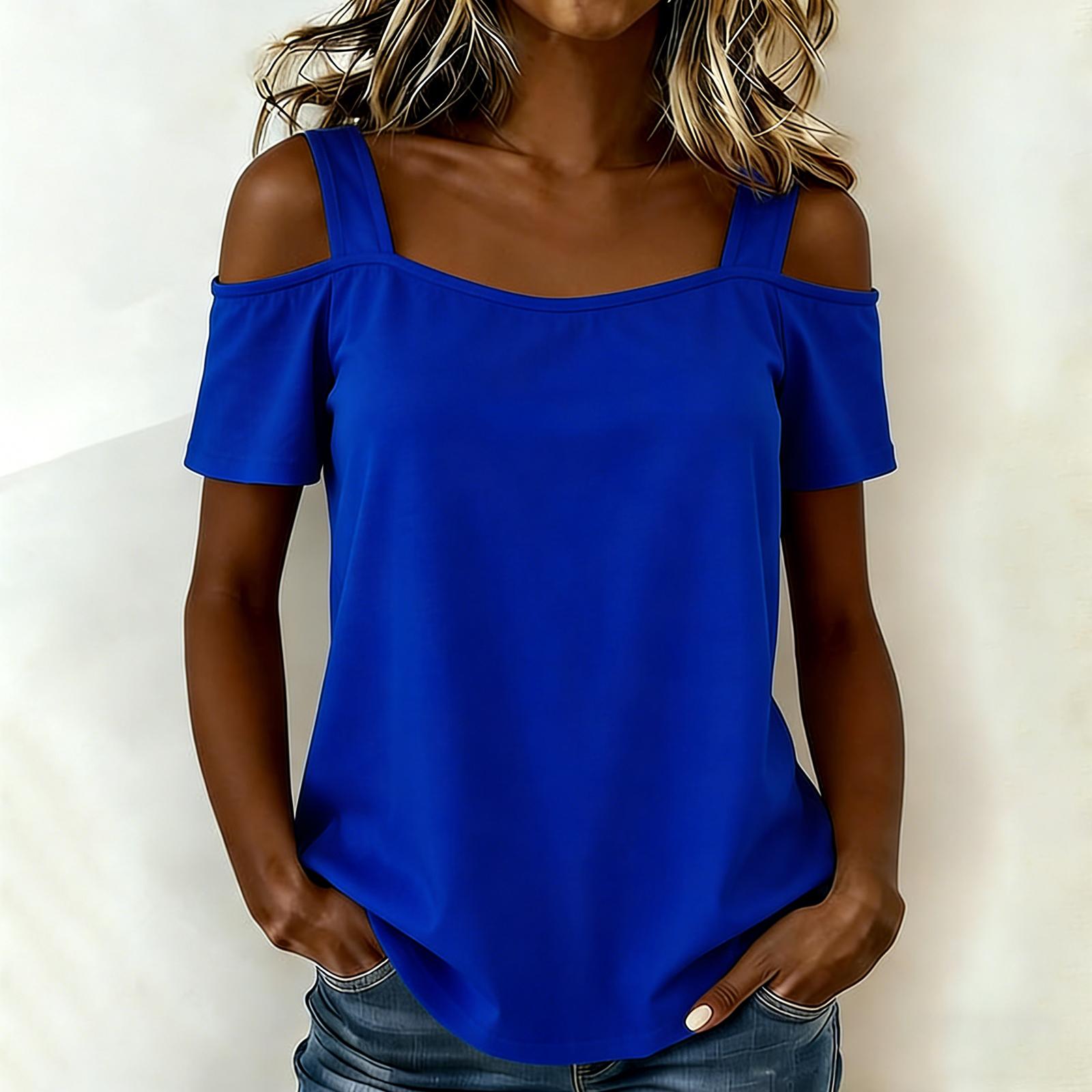 

Womens Short Sleeve Cute Sexy T Shirts Fashion Outfits Basic Clothes XXL синій