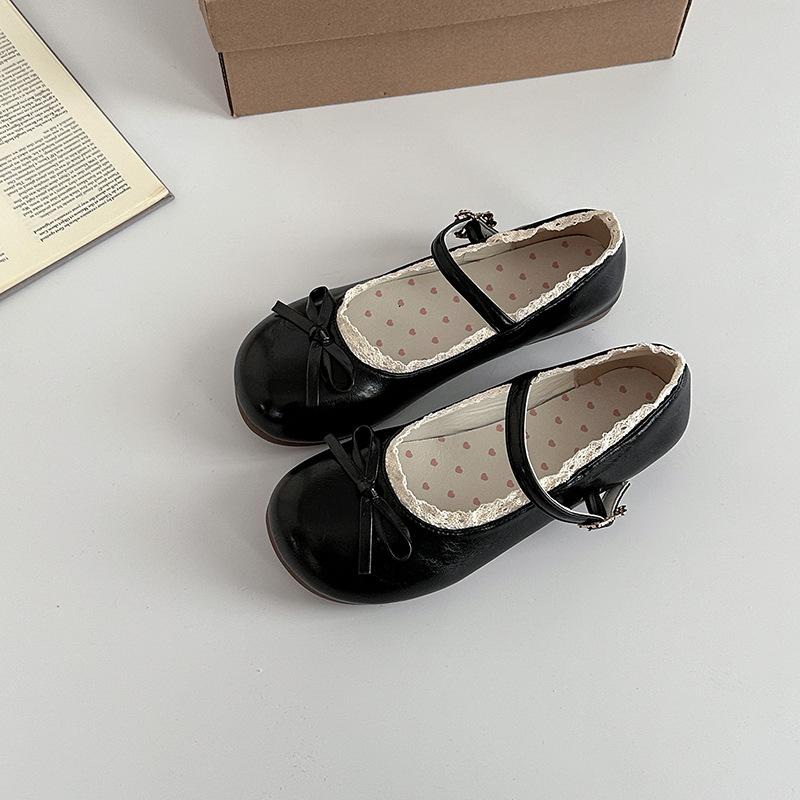 Lolita cute bow women's single shoes spring fashion flat leather shoes round head versatile cute Mary Jane shoes