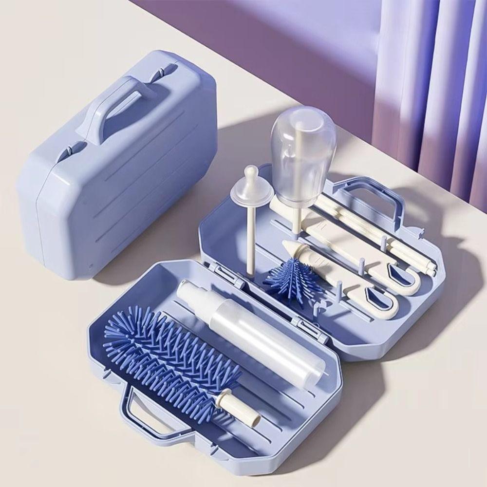 Easy To Clean Bottle Scrubber Silicone Bottle Drying Rack Bottle Brush Set  Cleaning Tool Set
