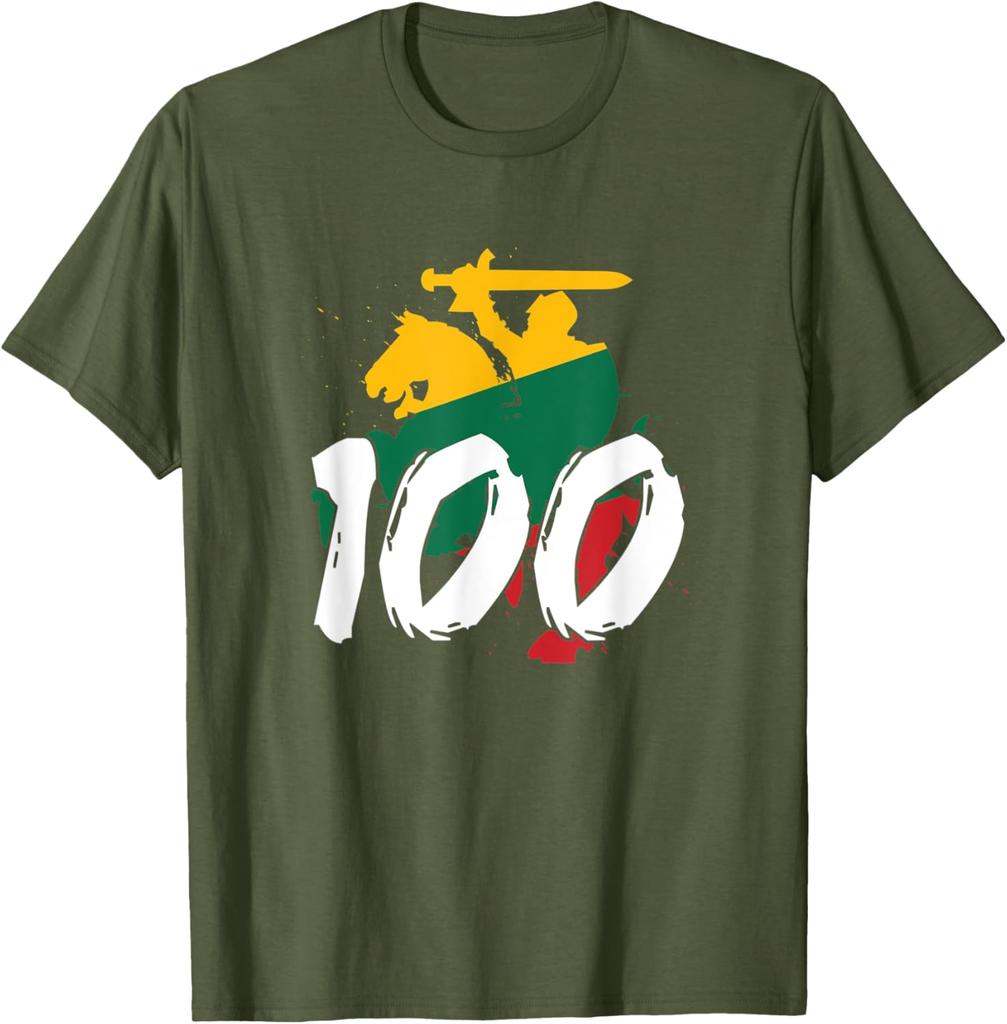 Vytis Lituania 100 Mapa Tricolor Camiseta Gráfica para Hombre Camiseta Casual de Manga Corta
