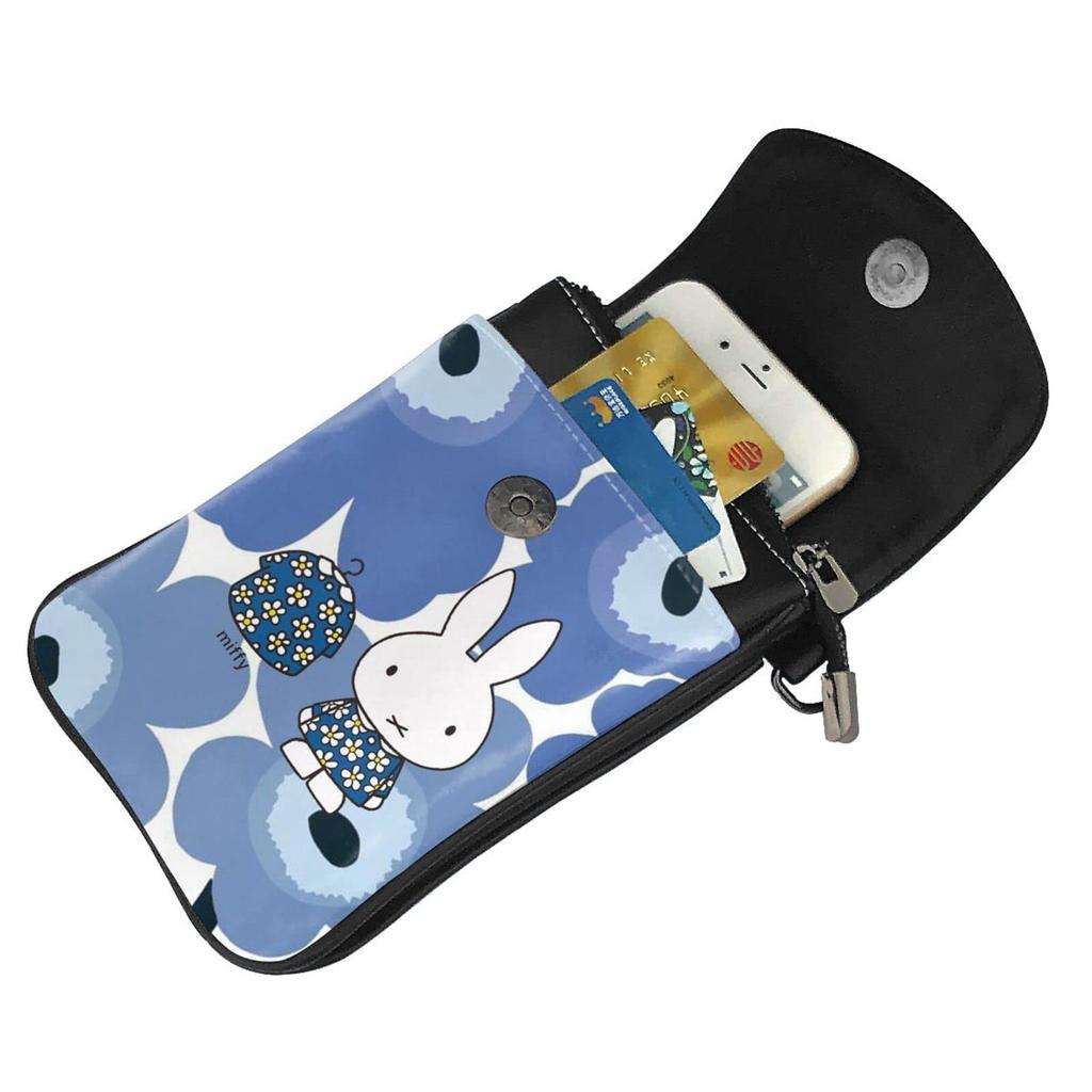 This Miffy smartphone pouch is a genuine leather shoulder bag for women and thin and making it a popular and cute mini or crossbody It measures high x