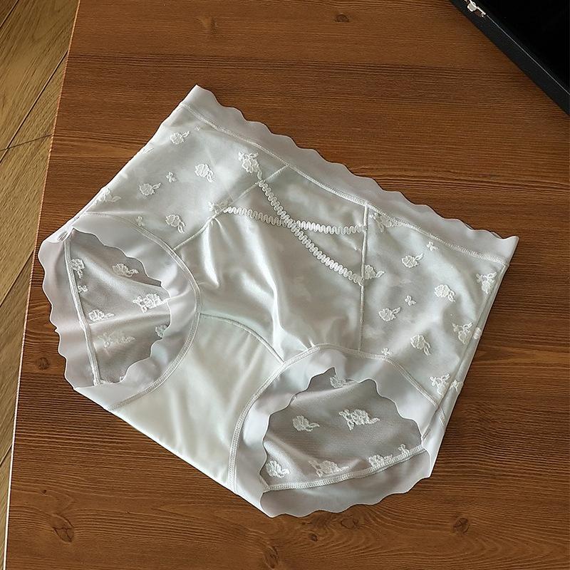Underpants for Women Low Waisted Briefs with Black Fungus Edges Cute Simple Nylon Breathable Triangle Underwear Panties
