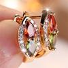 Rainbow Crystal Water Drop Stone Hoop Earrings For Women Vintage Gold Color Wedding Jewelry