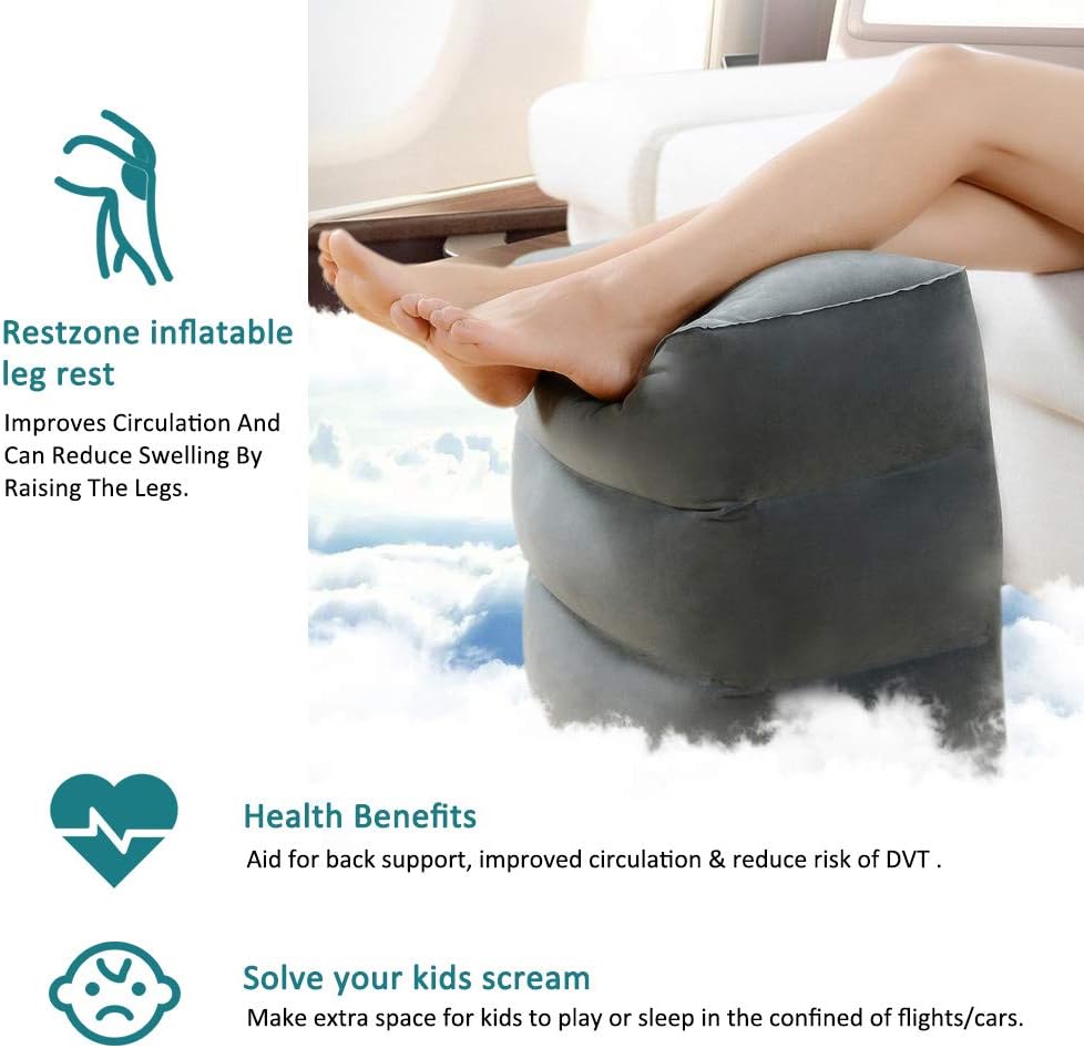 Inflatable Travel Footrest Pillow Multifunctional Adjustable Height Travel Pillow For Kids Sleeping And Leg Rest 