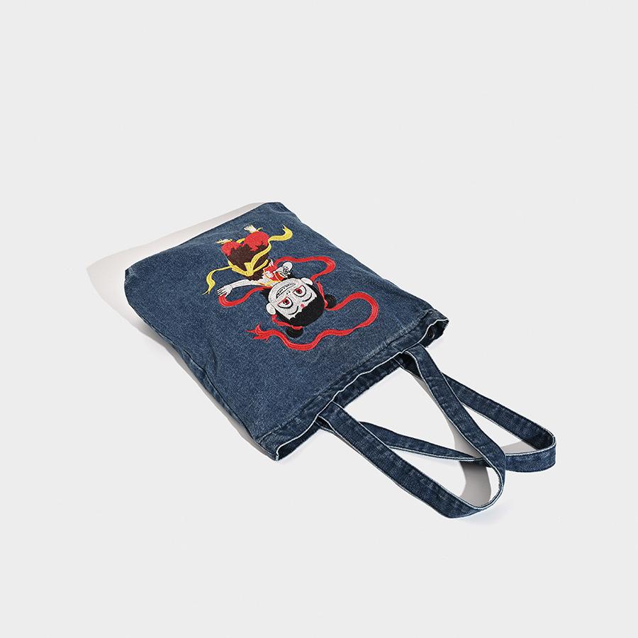 Chinese Style Embroidery Large Capacity Printed Peripheral Portable Canvas Bag Durable Men and Women Large Capacity Simple Handbag