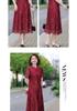 Retro Chinese Style Cheongsam Knee-Length Dress for Middle-Aged Women