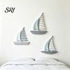 Coastal Wall Hanging 3Pcs/Set Wooden Sailboat Art Nautical Sailing Ship Beach Lake House Decoration Living Room Bathroom Theme Decor Solid Wood