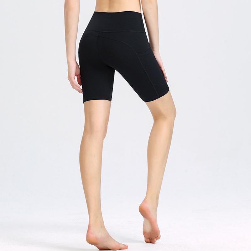 New Yoga Shorts Female High-waisted Hip-lifting Sports Shorts Elastic Tight Pockets Running Fitness Four Pants