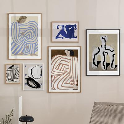 Abstract Stripe Girl Line Minimalist Wall Art Canvas Painting Nordic Posters And Prints Wall Picture For Living Room Home Decor