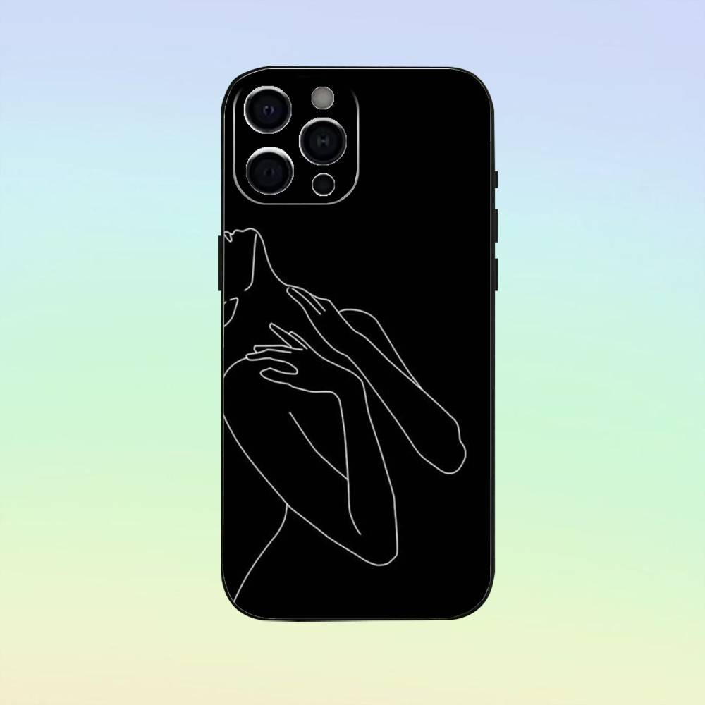 Sexy Line Minimalist Line Drawing Phone Case Silicone Soft For IPhone 17 16 15 14 13 12 11 Black Soft Silicone Case