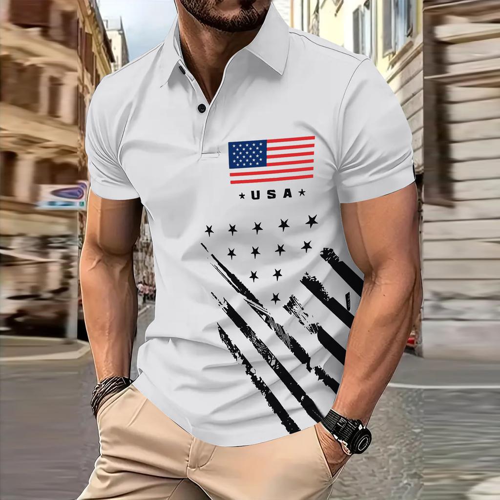 Men's  Golf Shirt Casual Sports V Neck Ribbed  Collar Short Sleeve Fashion Casual Solid Color Plain Spring & Summer Regular Fit