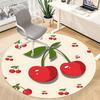 1PC Cherries Fruit Office Round Area Rug, Mat Suitable For Office, Under Office Chairs Bedroom Living Room Home Decor, Room Deco