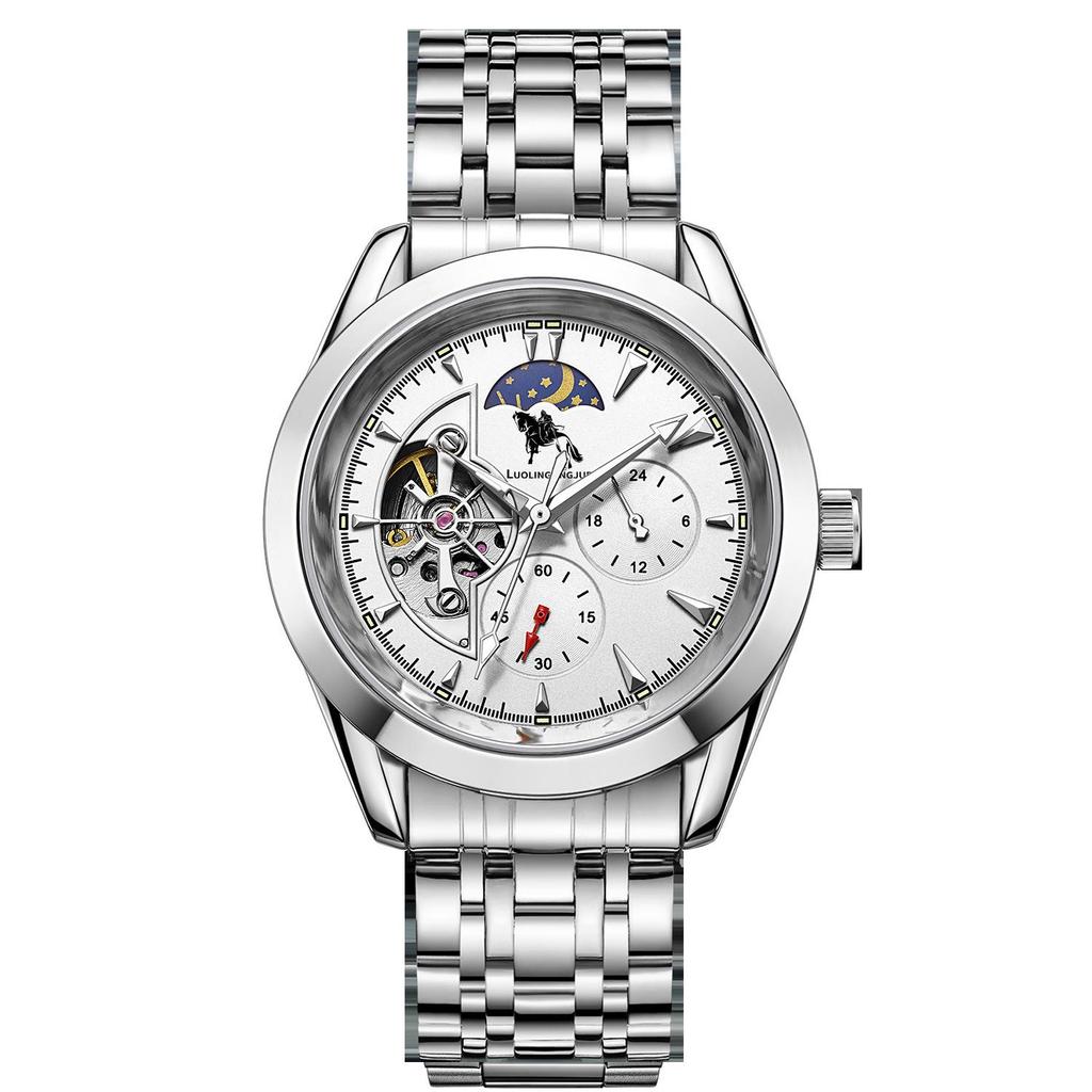 Duke of Lorraine Skeleton Mechanical Watch: Multi-Function, Luminous, Waterproof, Casual Business Steel Band