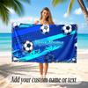 Soccer Theme Beach Towel Personalized Custom Name & Text Soft Quick Dry Beach Towel for Swimming Travel