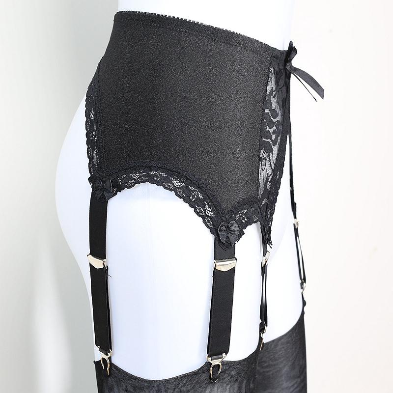 6 Strap Wide Vintage Suspender Belt For Woman Plus Size Black Lace Panel Garter Belt Stockings Lenceria ,Bridal Lingerie