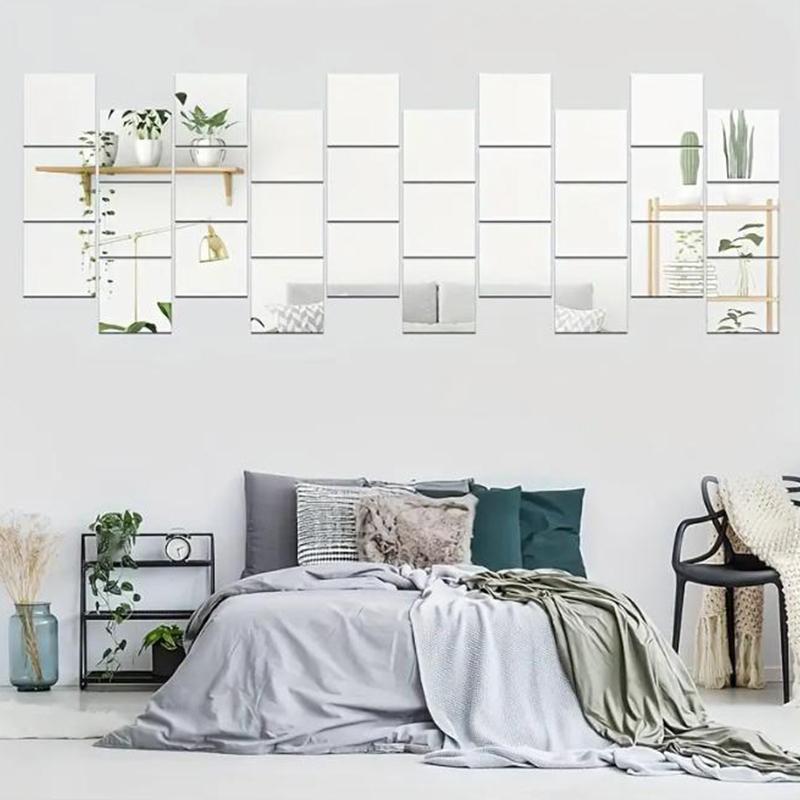 8 Stück 20X20Cm / 30X30Cm Acryl Flexible Spiegelfolien / Selbstklebende Türspiegel-Fliesen / Zuschneidbarer Wandmontierter Spiegel-Stic