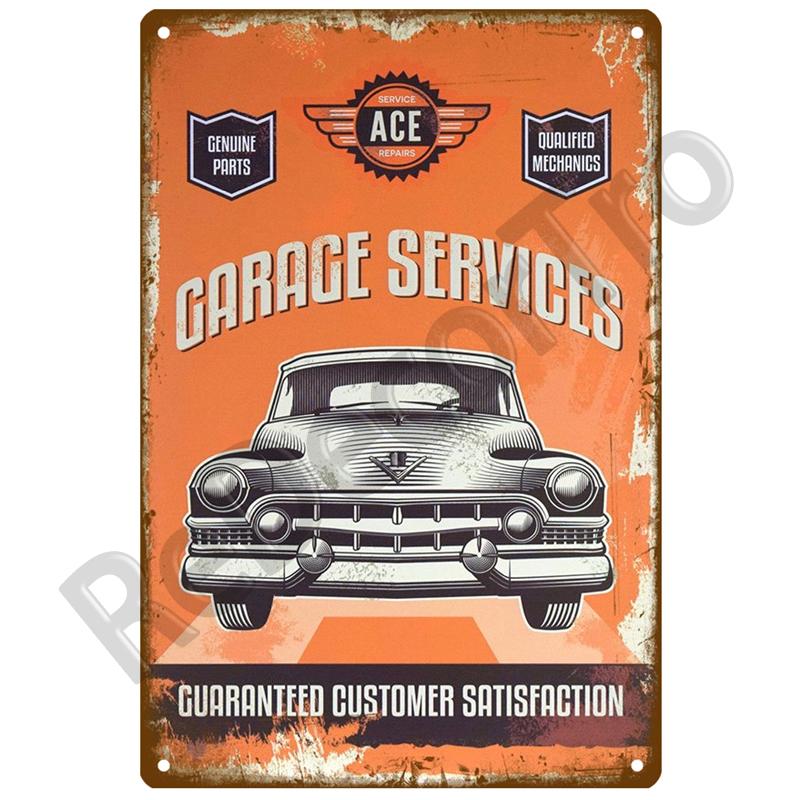 Garage Bil Retro Dekorativt Hus Metallskylt Plåt Affischer På Väggen Plåtskylt Vintage Affisch Dekor Väggkonst Rumsdekoration
