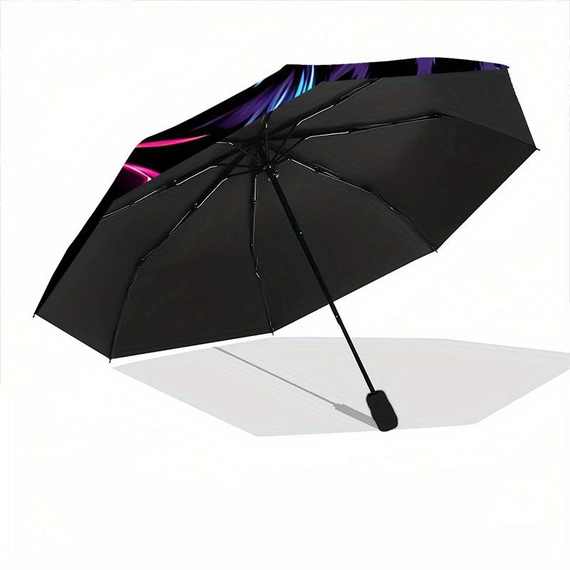 1 Stück Neon Wolf Automatisches Öffnen/Schließen Freizeit Cooler Regenschirm mit Winddichtem, Funktionalem Design, 8-Speichen Robuster Schirm