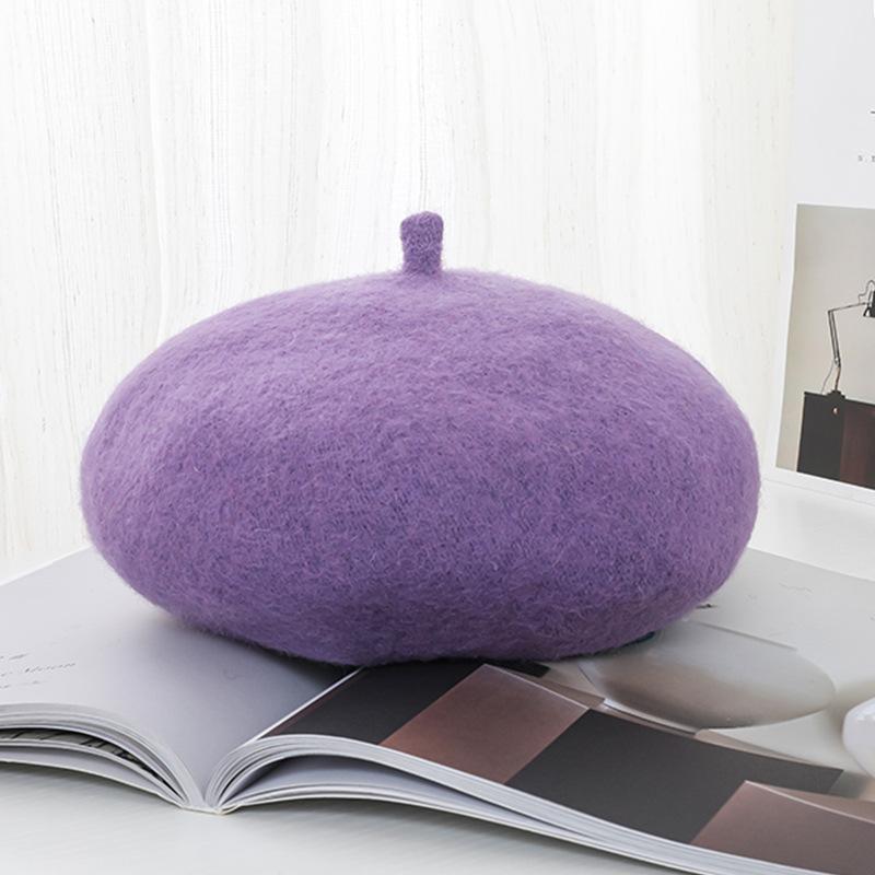 Kapelusz miękki 100% wełniany zagęszczony berety damski kapelusz zimowy francuski artysta Beret damski kapelusz malarza dziewczęcy jesień kobieta ciepła czapka na zakupy czapka