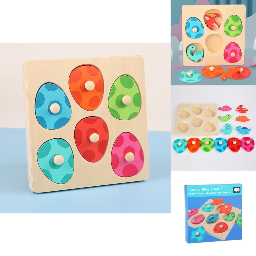 Wooden Dinosaur Egg Puzzle With Multilayer Design For Early Education And Cognitive Development