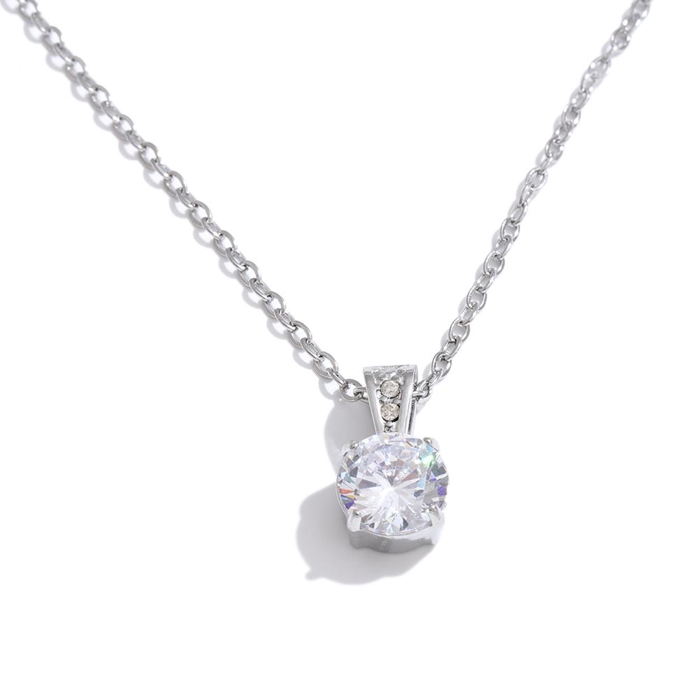

Yhpup Stainless Steel Square Cubic Zirconia Pendant Necklace for Women Korean Style Delicate Popular Daily Bling Jewelry Gift