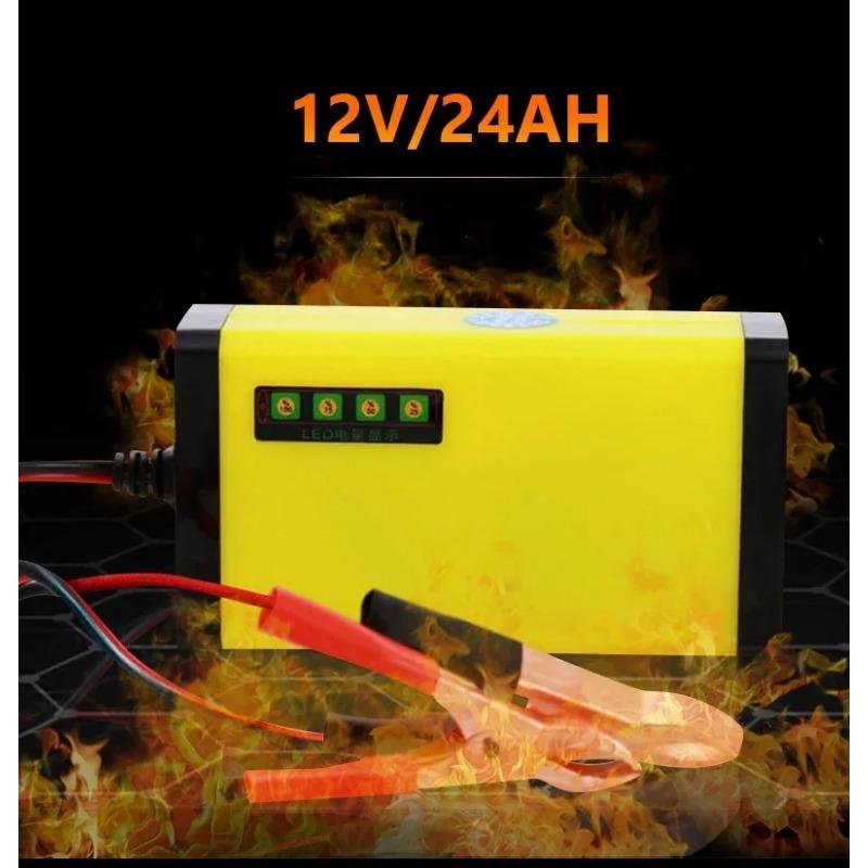Chargeur de Batterie 12V 2A Chargeur de Batterie Voiture Moto Affichage LED Protection Multiple Réglage Courant Tension Réparation Pulsée