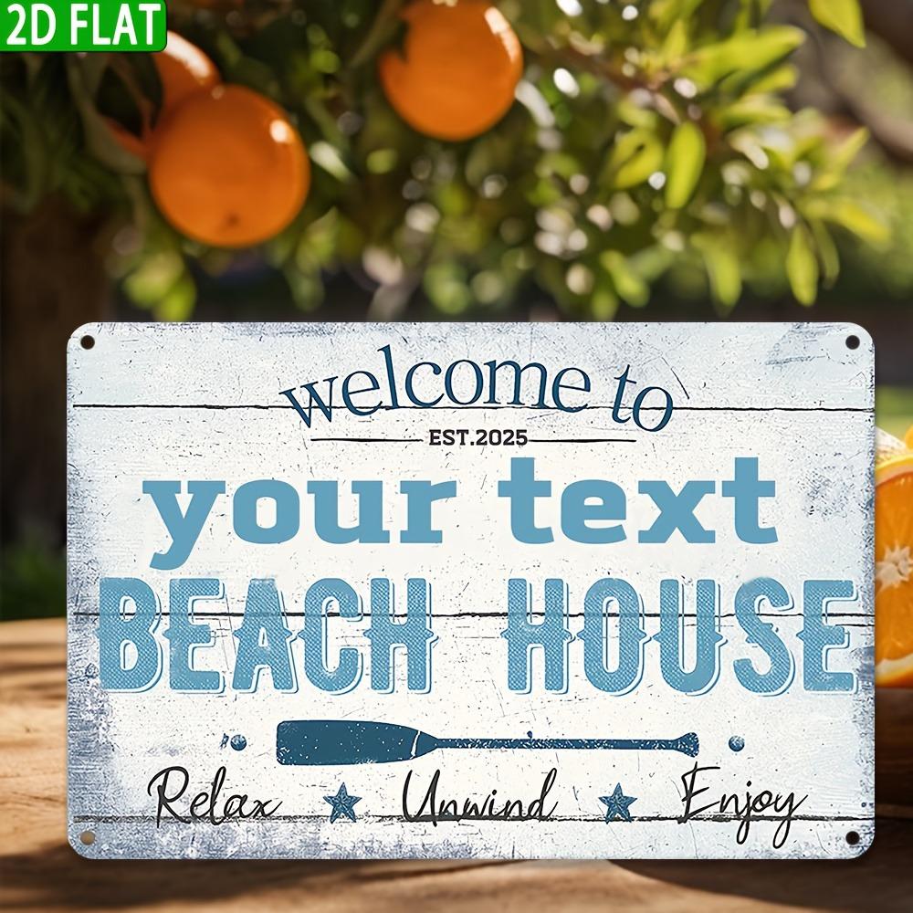 Custom 2D Retro Metal Wall Art Coastal Cottage Sign Text Year Vacation Rental Home Decor