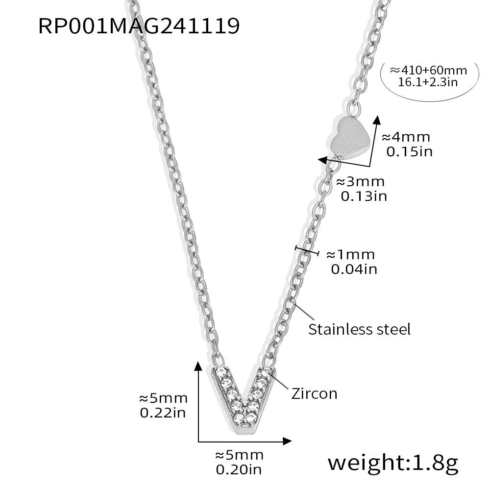 Oumeika Titanium Steel Jewelry Set: 26 Zircon-Inlaid Letters, PVD Gold-Plated Necklace, Bracelet, Earrings, and Ring.