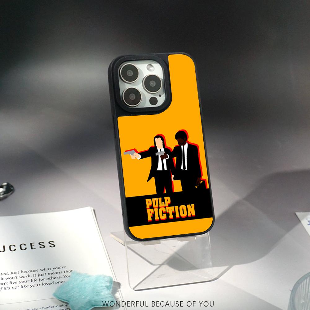 

Classic movies Pulp Fictions poster Phone Case for iPhone 17 16 e 15 14 13 12 Pro Max Sheepskin Silver-edged protective case iPhone 13