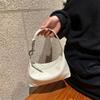 Japanese and Korean simple and high-texture first-layer cowhide hobo lunch box bento bag portable shoulder underarm crossbody women's bag casual