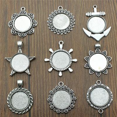 10 Stück Passend für 20mm Runde Glas Cabochon Fassung Anhänger Schale Für Schmuck DIY Herstellung Antik Silber Farbe FM4026