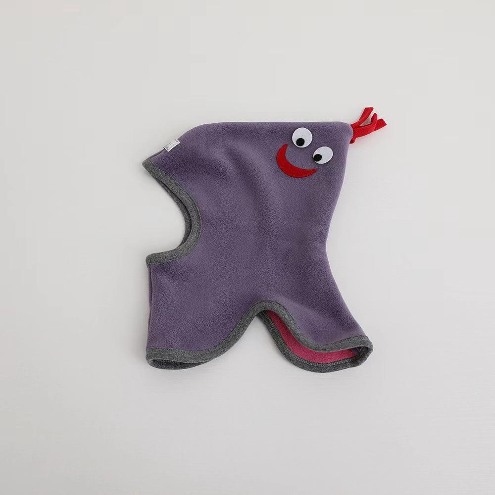 Niedliche Babymütze, Schal, einteilig, weiches Fleece, Herbst/Winter, Kinder-Beanie, warme Ohren, Nackenschutz, Cartoon-Kinderkappe