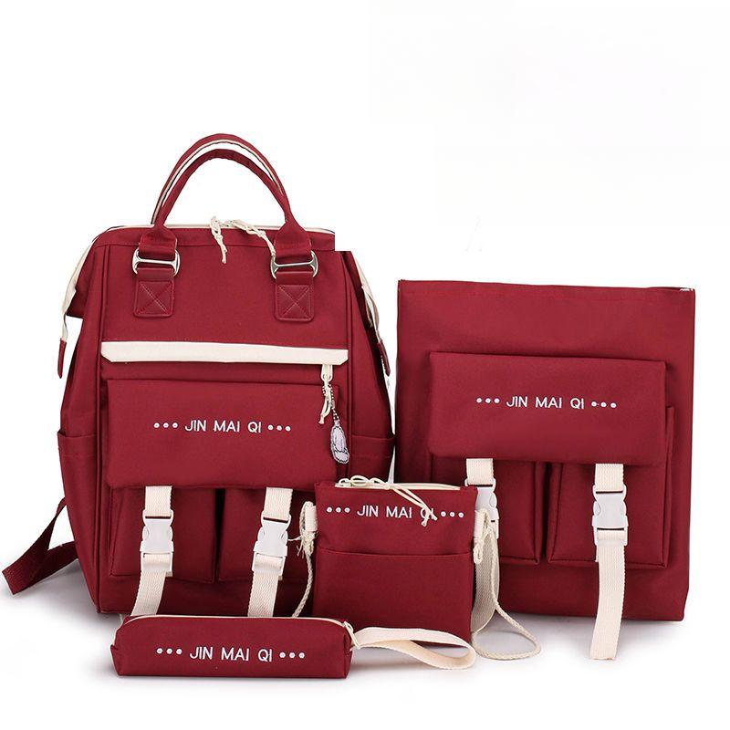 Internet Celebrity Backpack Set Female Students Korean Version of Fashionable Versatile Backpack Middle High School Students  Large Capacity Backpack