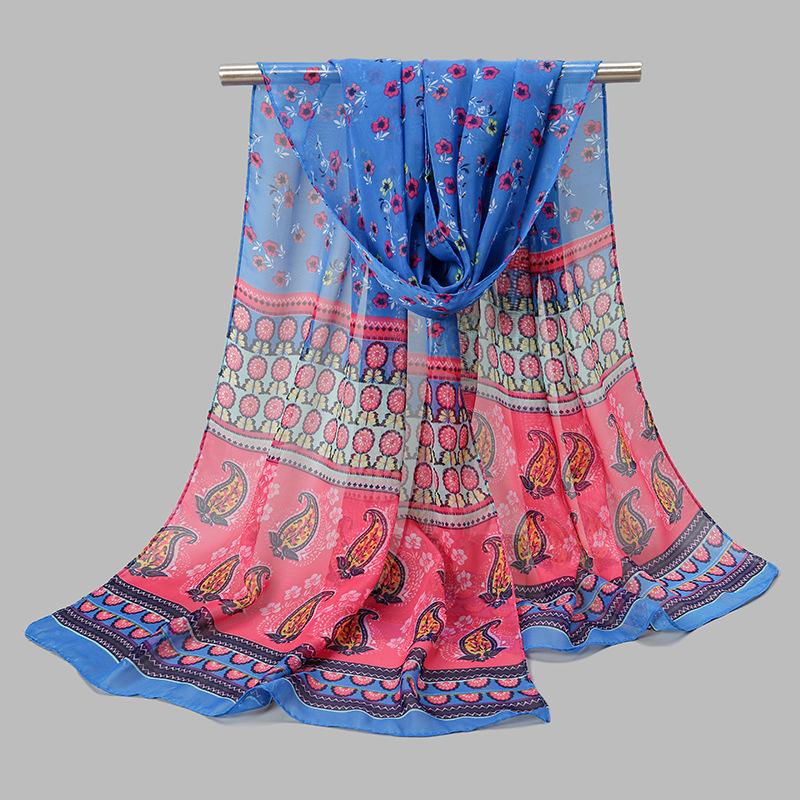1Pc Muslim Chiffon Hijab Scarf For Women Summer Print Thin Scarves Soft Shawl Foulard Viscose Autumn Female Sunscreen Wrap Shawl
