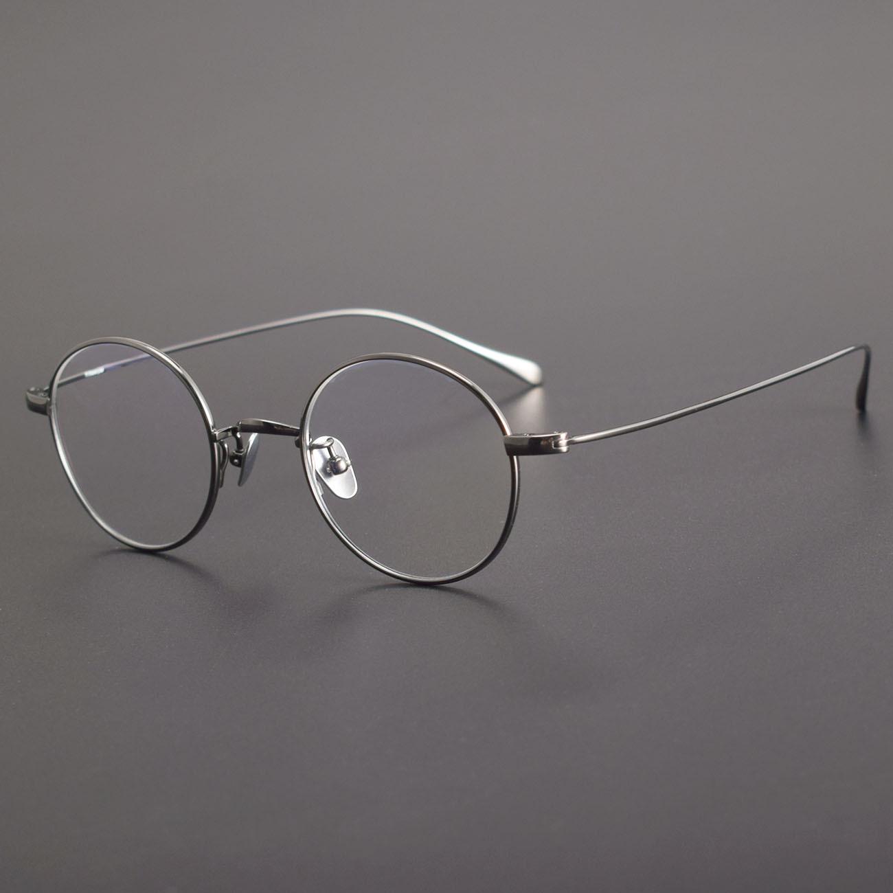 

Сверхлегкая титановая круглая оправа для очков 198T для женщин — маленькая, простой дизайн с функцией защиты от синего света при близорукости