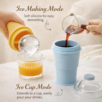 2-in-1  A Must-have for Summer Homemade Ice Hockey Cup Silicone Folding Cold Drink Cup Internet Famous Creative Ice Cube Mold