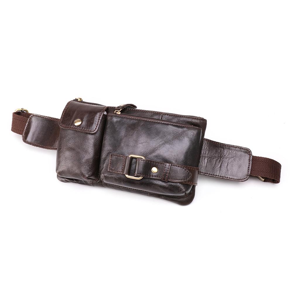 

First Layer Cowhide Frosted Leather Retro Fanny Pack Multi-Functional Large Capacity Leather Messenger Bag Outdoor Sports And Leisure Bag