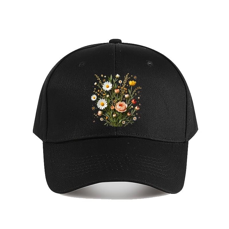 Wildflower Bouquet Print Baseball Cap Adjustable Summer Outdoor Casual Sun Protection Hat