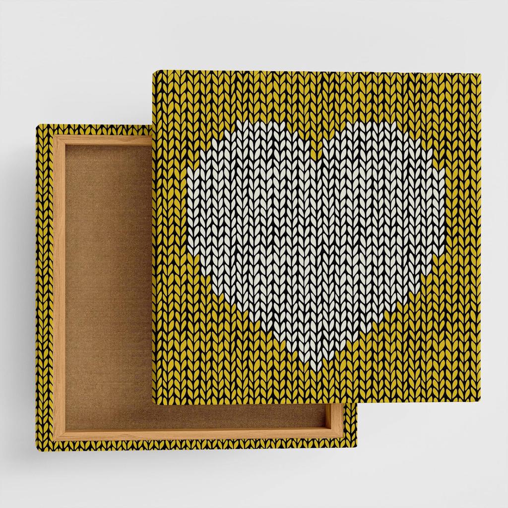 Nordic Heart Fabric Wall Art Panel, Pop Yellow, 57 x 57 cm