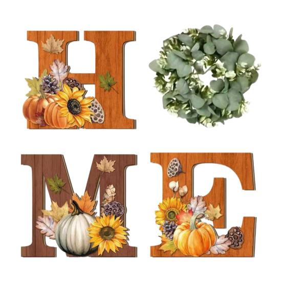 

Настенная табличка «Дом» с искусственным эвкалиптовым венком, деревенские деревянные буквы для дома, декоративное настенное искусство для гостиной, кухни, прихожей, декор фермерского дома A