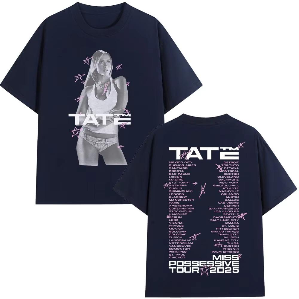 Tate McRae Miss Possessive Tour Merch TShirt Unisex Harajuku ONeck Short Sleeve T Shirts Cotton Casual Unisex Tshirt Streetwear
