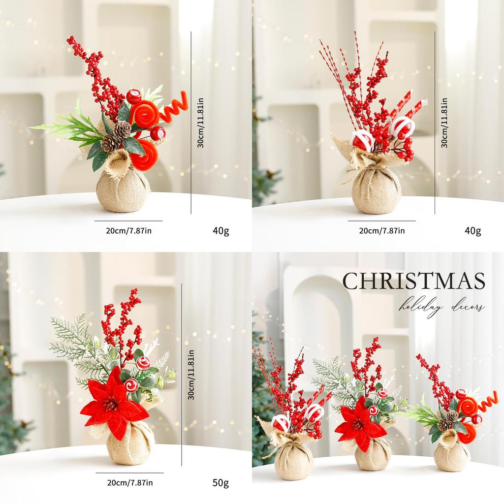 Holiday Tabletop Christmas Tree With Festive Flowers For Christmas Party Decor